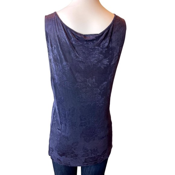 Private Edition By Chico's Women Floral Tank Top Scoop Neck Sleeveless Blue SZ M - Picture 2 of 6